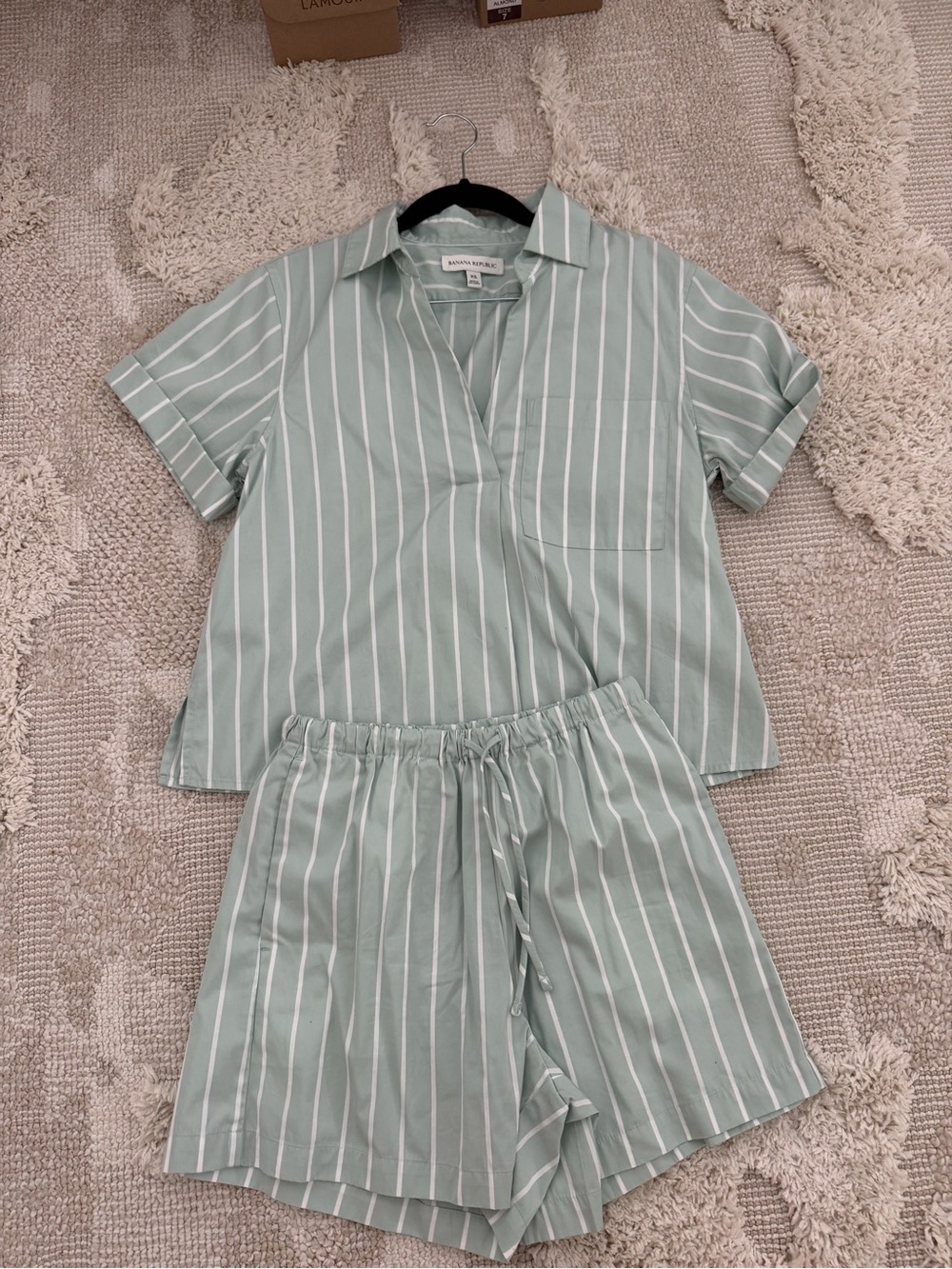 Banana Republic Women's Mint Green and White Striped Set